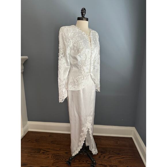 Vintage 2-Piece Wedding Bridal Set Victorian Romantic Peplum SteamPunk Bustle - Picture 3 of 12